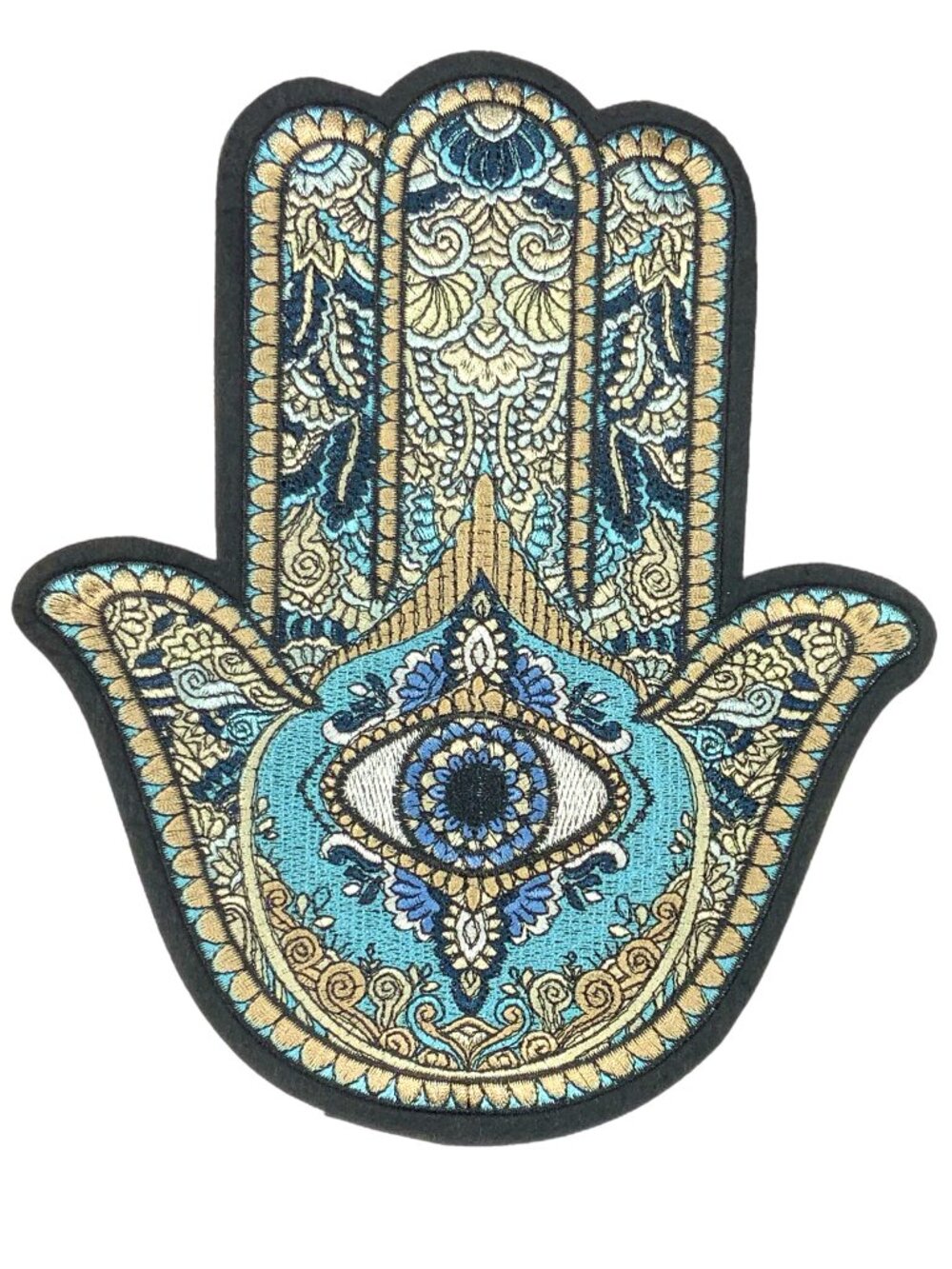 Hamsa Evil Eye Embroidered Iron On Patch Large Ornate